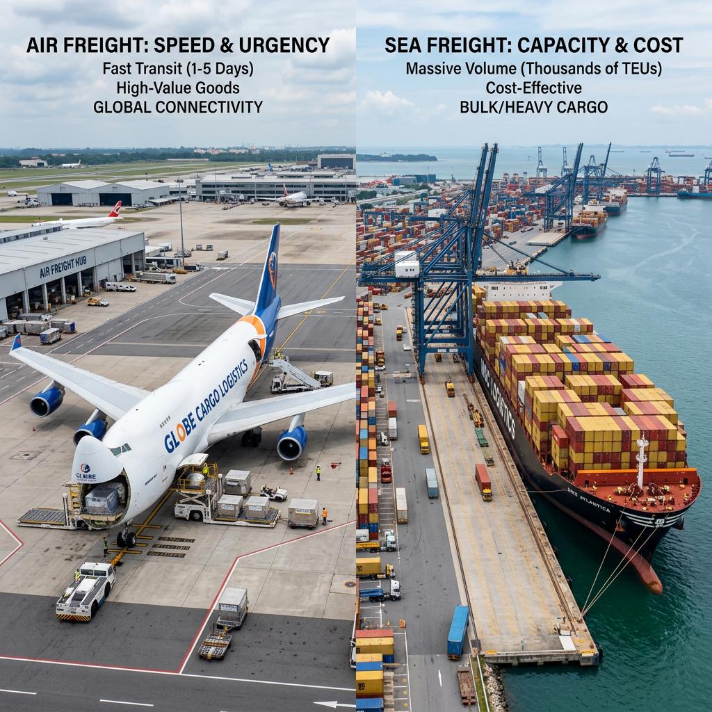 air freight vs sea freight shipping cost comparison