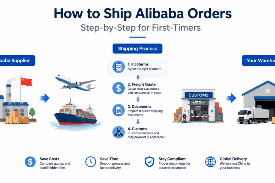 Step by step Alibaba shipping process from China supplier to international buyer
