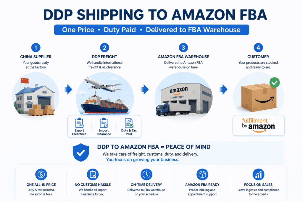 Alibaba DDP shipping process from China supplier to Amazon FBA warehouse