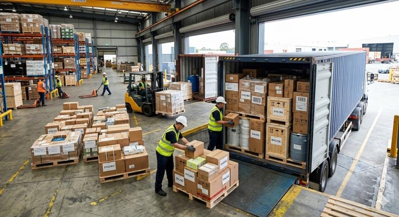 Multiple supplier shipments consolidated into one export shipment at Guangzhou warehouse