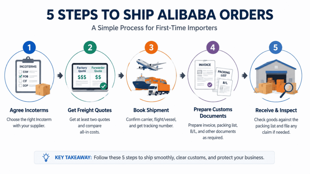 Five steps for shipping Alibaba orders internationally