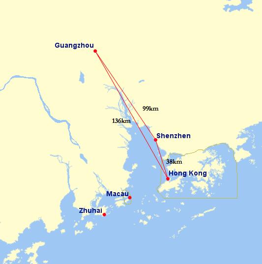 Guangzhou vs Shenzhen air warehouse locations in Pearl River Delta China