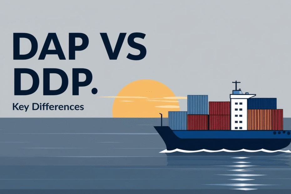 DAP vs DDP key differences illustrated with a cargo ship at sunset