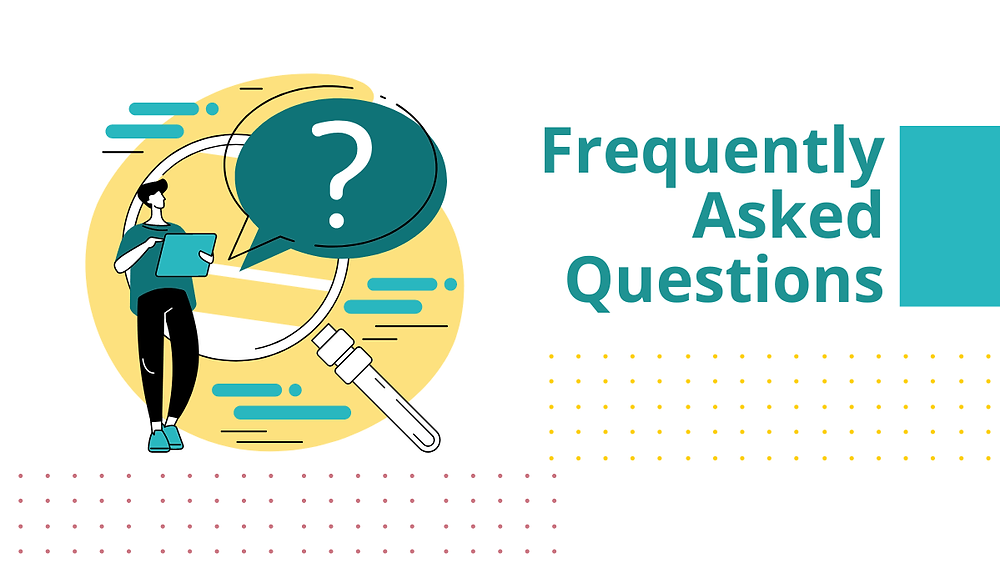 A flat illustration with a person holding a tablet near a question mark speech bubble, alongside the text "Frequently Asked Questions," representing an FAQ guide about Alibaba shipping cost.
