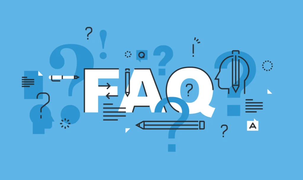 A light blue graphic with the text "FAQ" surrounded by question marks and icons, representing a guide about Alibaba shipping methods.