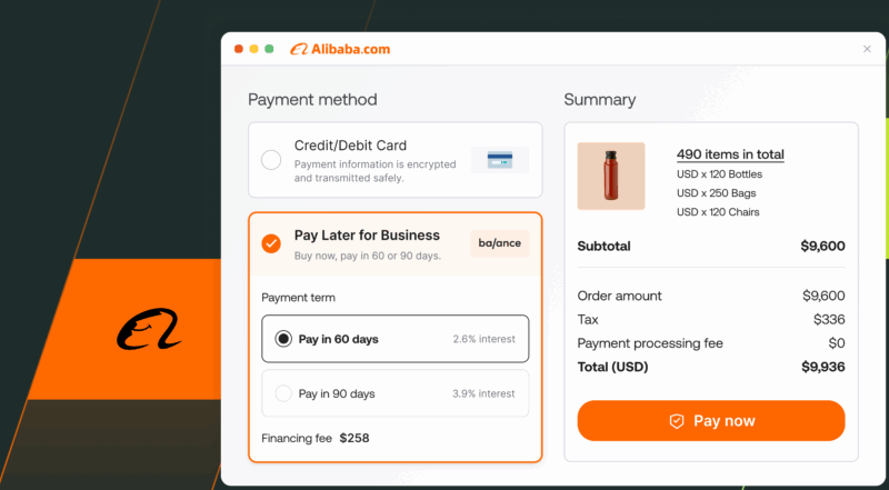 Alibaba deposit and balance