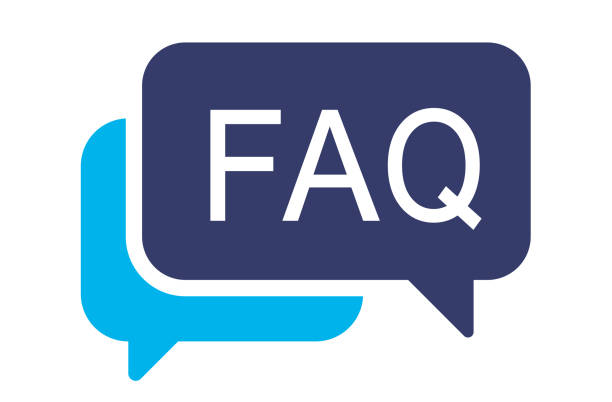 A dark blue speech bubble icon with "FAQ" in white text, layered over a light blue speech bubble, representing a Q and A or help section.