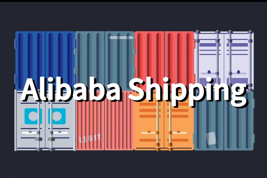 A row of colorful shipping containers with the text "Alibaba Shipping" overlaid in white, representing the logistics process and how to negotiate Alibaba shipping rates.